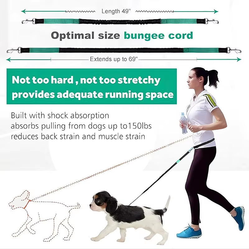 Hands-Free Dog Leash - Adjustable Waist Belt for Walking, Running & Jogging