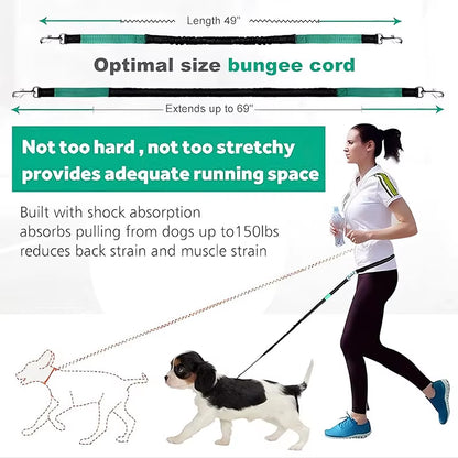 Hands-Free Dog Leash - Adjustable Waist Belt for Walking, Running & Jogging