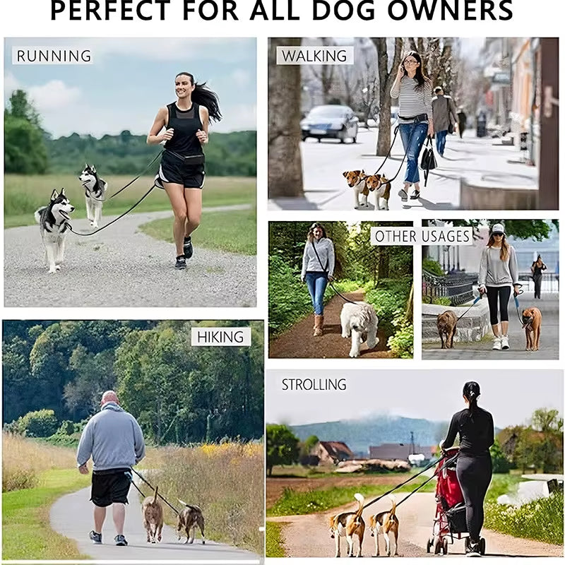 Hands-Free Dog Leash - Adjustable Waist Belt for Walking, Running & Jogging